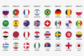 Flaggen verschiedener Länder zur WM 2028.